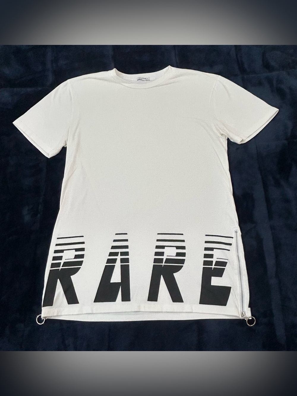 Fashion Nova Rare Flex Side Zippers White Streetwear Casual Tee Shirt Men’s L